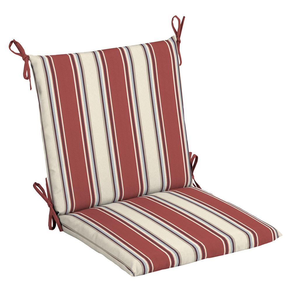 Hampton Bay 20 in. x 20 in. Chili Herringbone Stripe Outdoor Mid Back ...