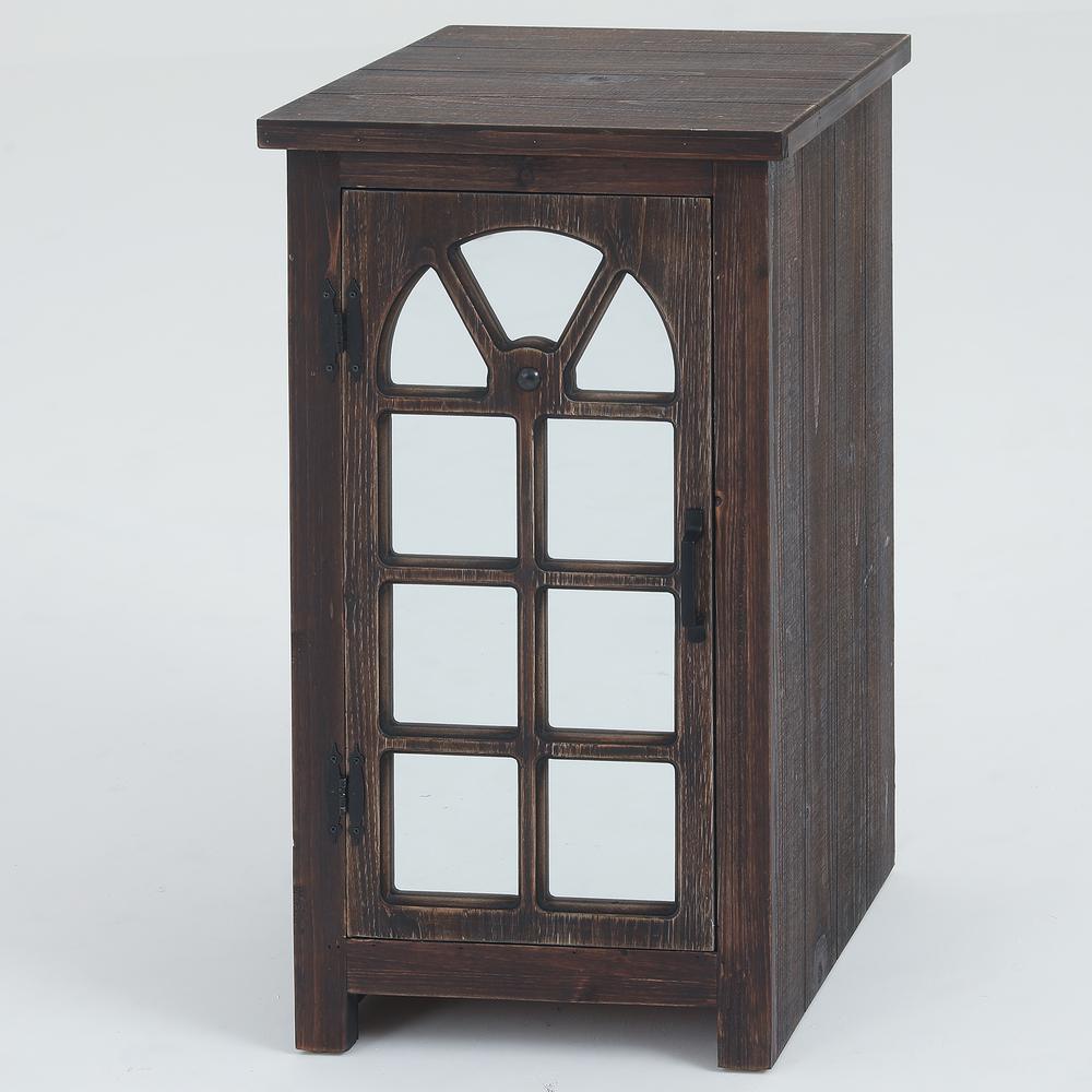 Winsome House Natural Mirror Door Console Cabinet Whif356 The