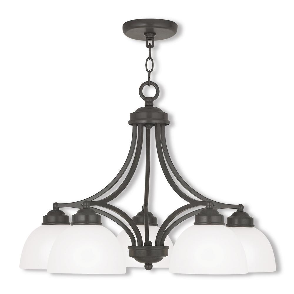 Livex Lighting Somerset 5 Light English Bronze Chandelier With Satin Livex Lighting Somerset 5 Light English Bronze Chandelier With Satin Glass Shade