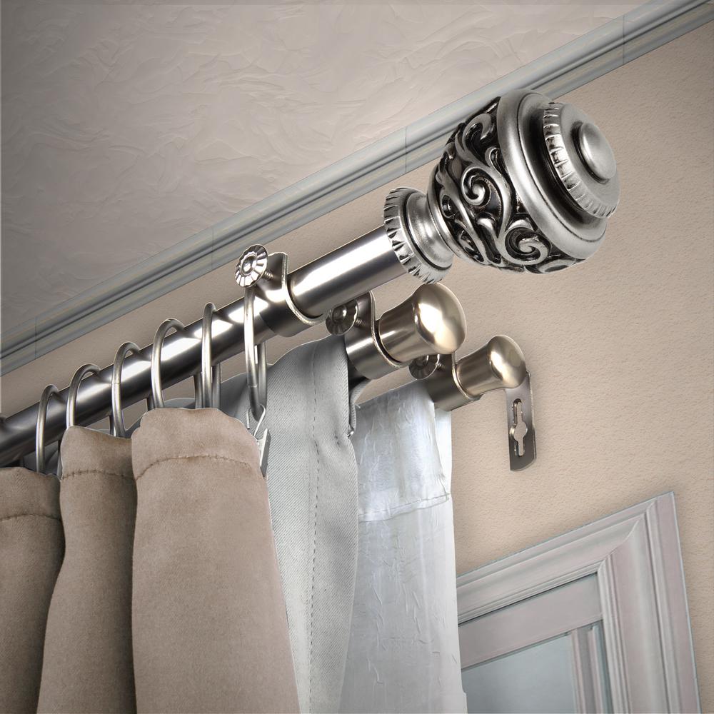 EMOH 13/16" Dia Adjustable 66" to 120" Triple Curtain Rod in Satin