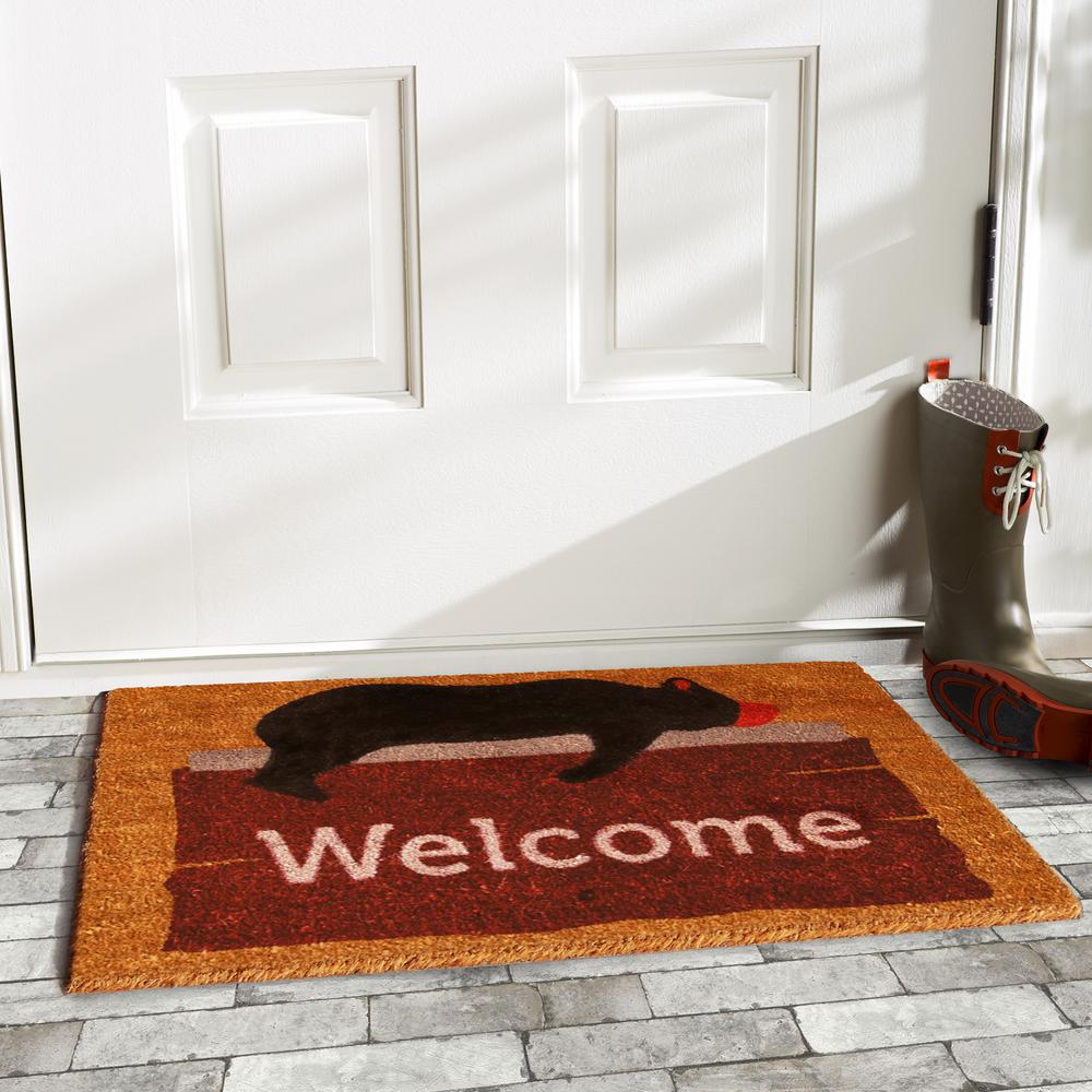 Home More Lazy Bear Welcome Door Mat 17 In X 29 In 121271729