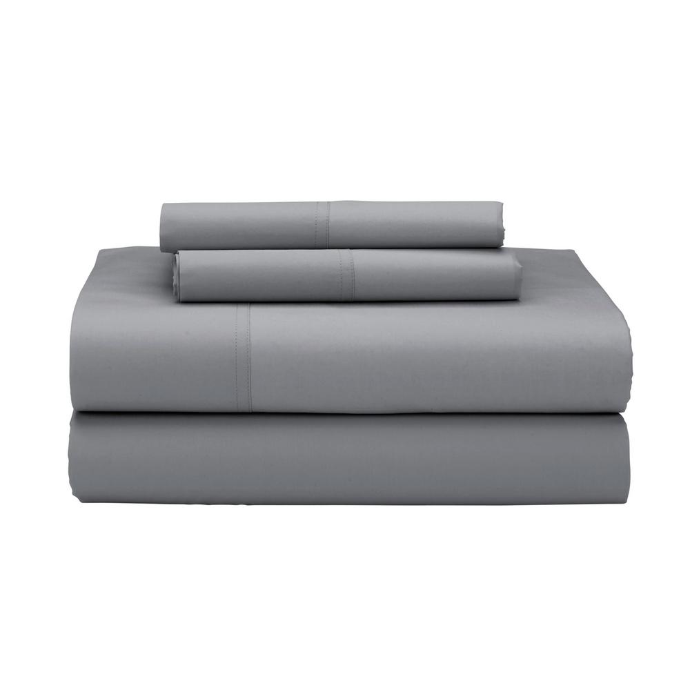 The Company 4 Piece Pewter 400 Thread Count Supima Percale The Company 4 Piece Pewter 400 Thread Count Supima Percale California King Sheet Set
