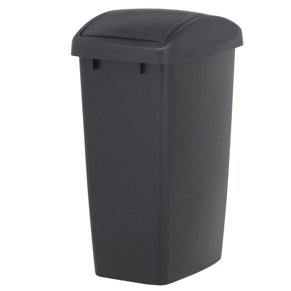 Rubbermaid 12 5 Gal Black Swing Top, Outdoor Trash Can Storage Home Depot