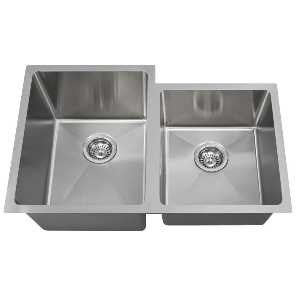 Mr Direct Undermount Stainless Steel 31 In Left Double Bowl Kitchen Sink