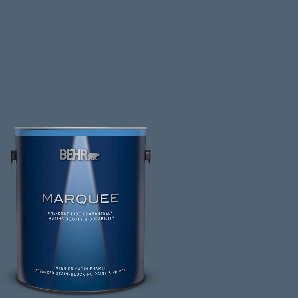 Behr Marquee 1 Gal T17 17 Midnight Show Satin Enamel Interior T17 17 Midnight Show Satin Enamel Interior Paint And Primer In One