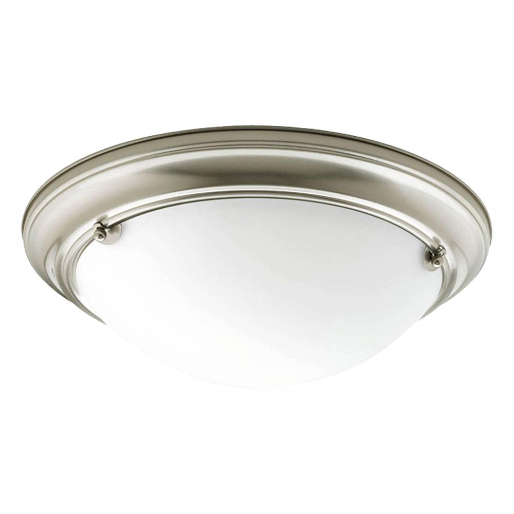 Progress Lighting Eclipse 2-Light Brushed Nickel Flush Mount with Satin White Glass