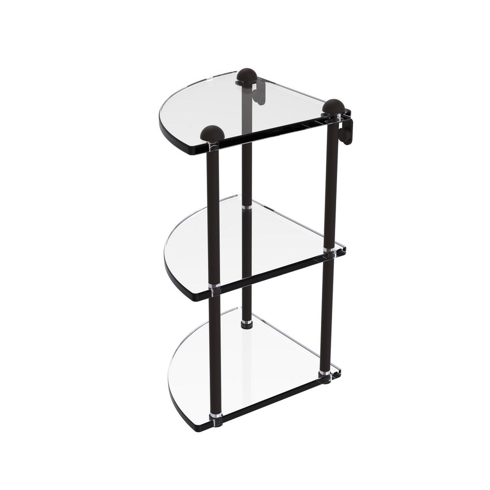 Allied Brass 8 in. Three Tier Corner Glass Shelf in Oil Rubbed Bronze