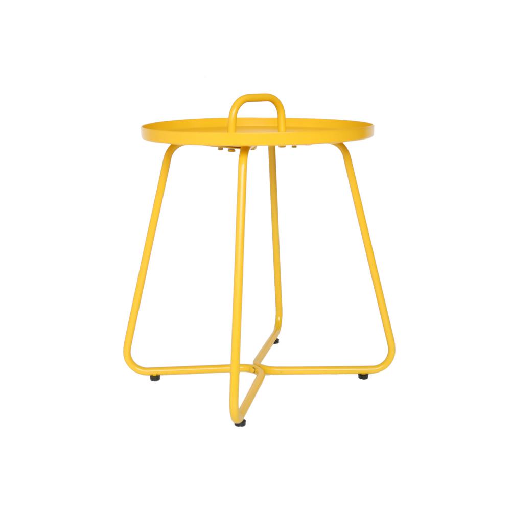 Noble House Madelyn Matte Yellow Round Aluminum Outdoor Side Table