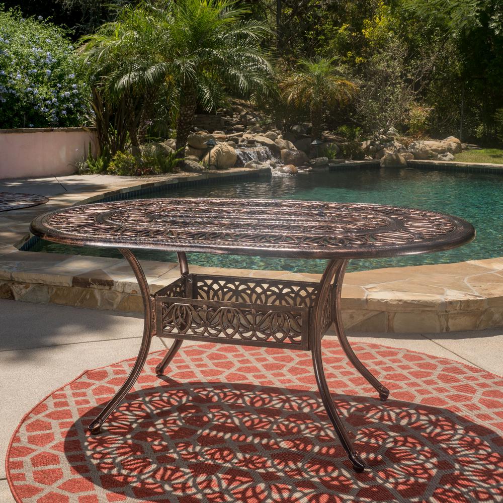 Noble House Tucson Copper Oval Aluminum Outdoor Dining ...