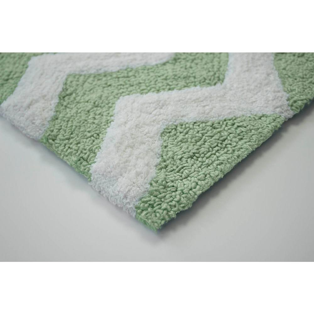 Jean Pierre Reversible Cotton Soft Zigzag Mint 2 Piece Bath Mat Reversible Cotton Soft Zigzag Mint