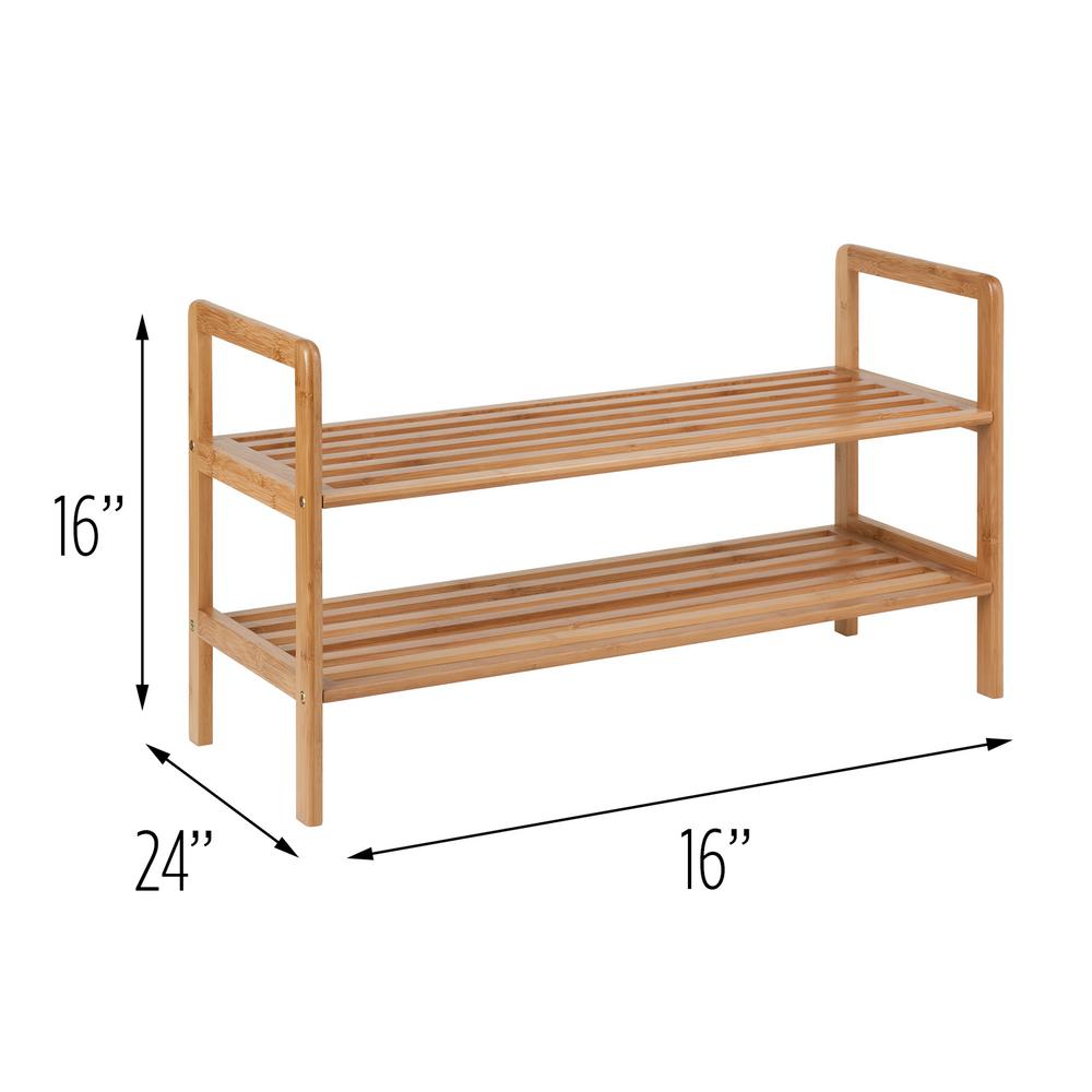 Unbranded 16 In H X 10 In W 8 Pair 2 Shelf Natural Bamboo Shoe Rack 0 The Home Depot