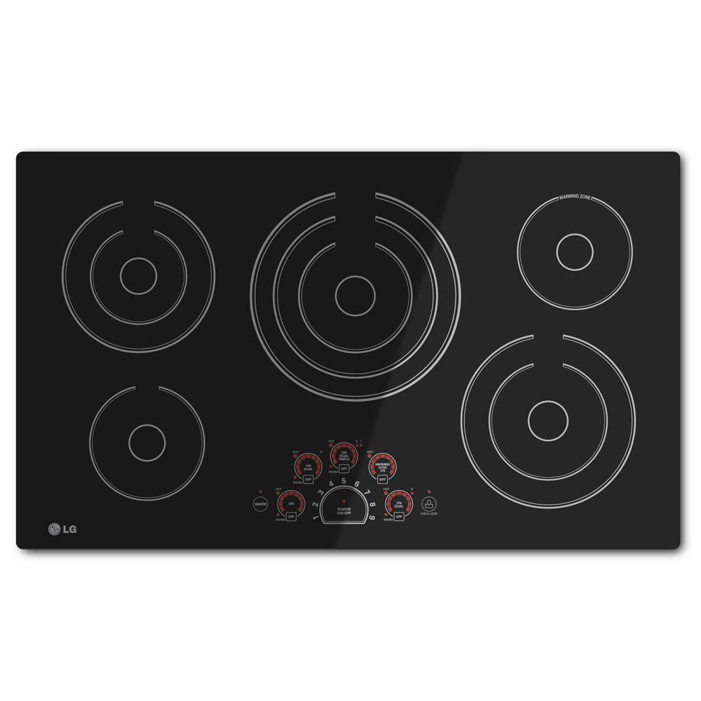 LG Electronics 36 in. Smooth Surface Electric Cooktop in Black with 5