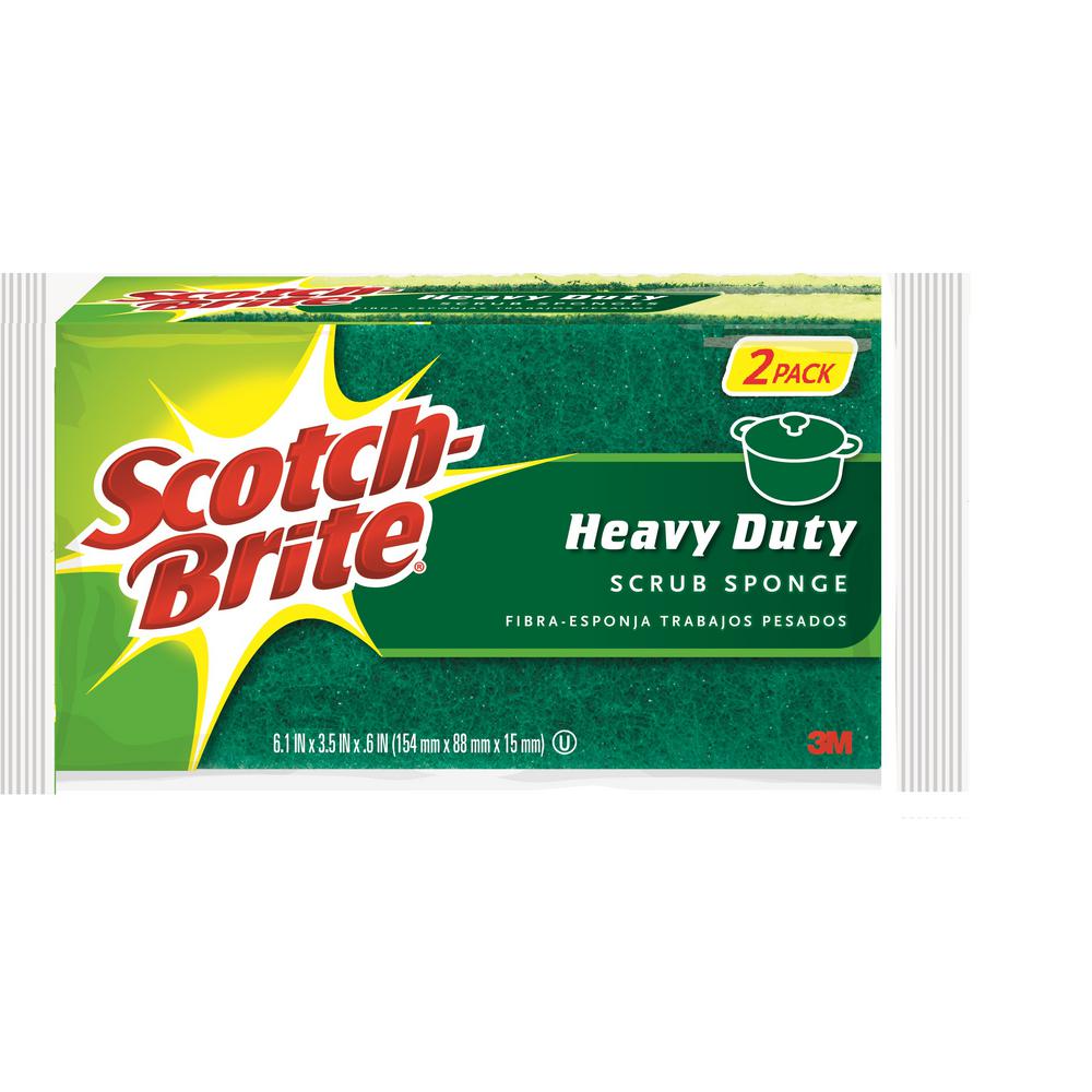 3M Scotch Brite Heavy Duty Scrub Sponge 2 Pack 455 2 6 The Home Depot   3m Sponges Scouring Pads 455 2 6 64 1000 