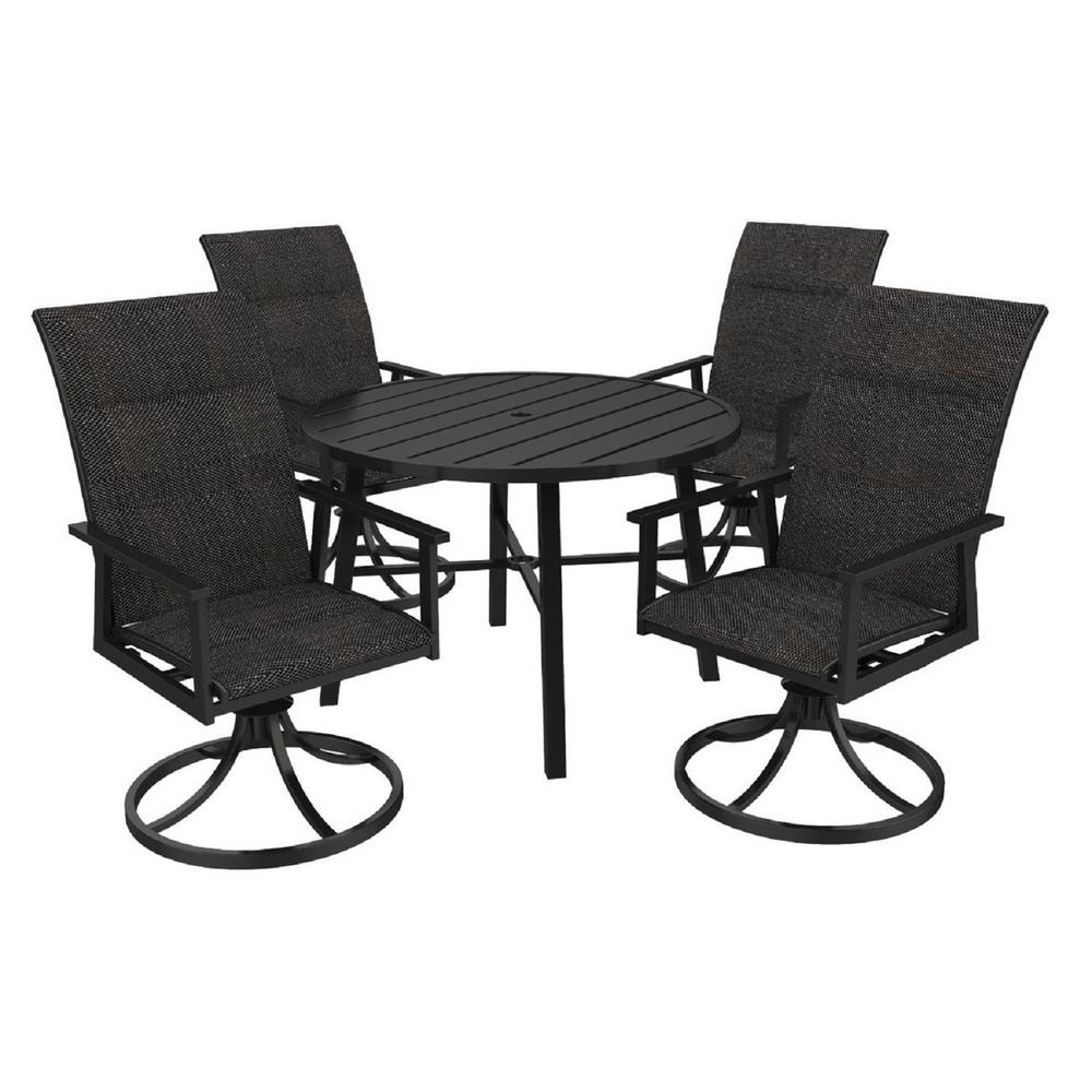 Hampton Bay Highgarden Padded Round Sling Metal Outdoor Dining Round Sling Metal Outdoor Dining