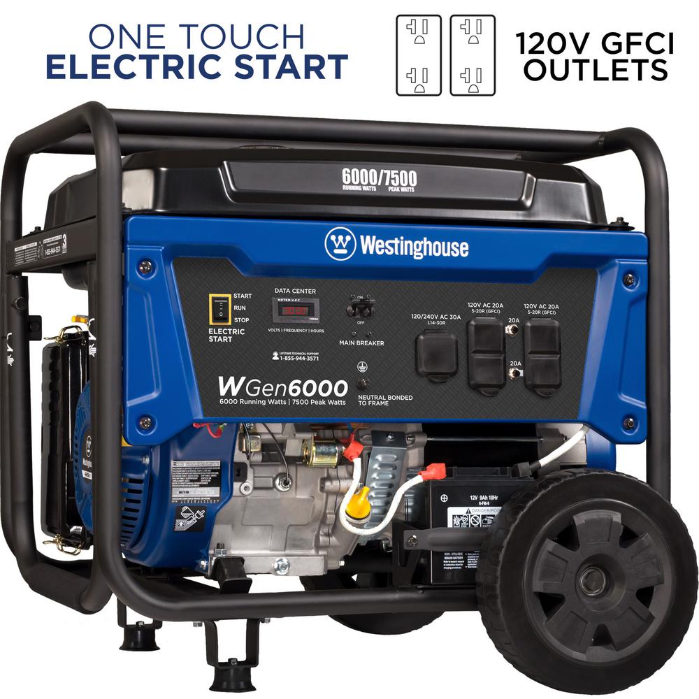 Westinghouse 6,000-Watt Gas Powered Electric Start Portable Generator with 420cc... by Westinghouse