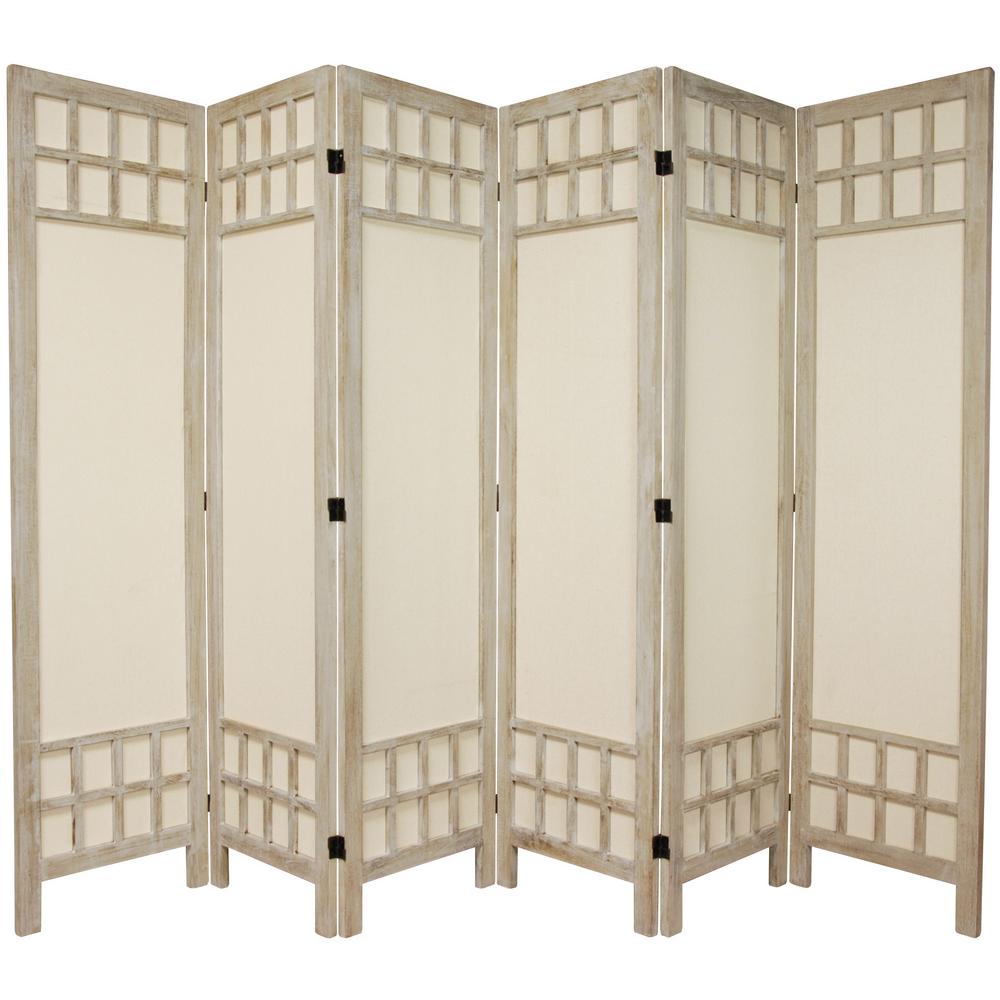 Oriental Furniture 6 Ft Burnt White Muslin Window Pane Panel Room 6 Ft Burnt White Muslin Window Pane Panel Room Divider