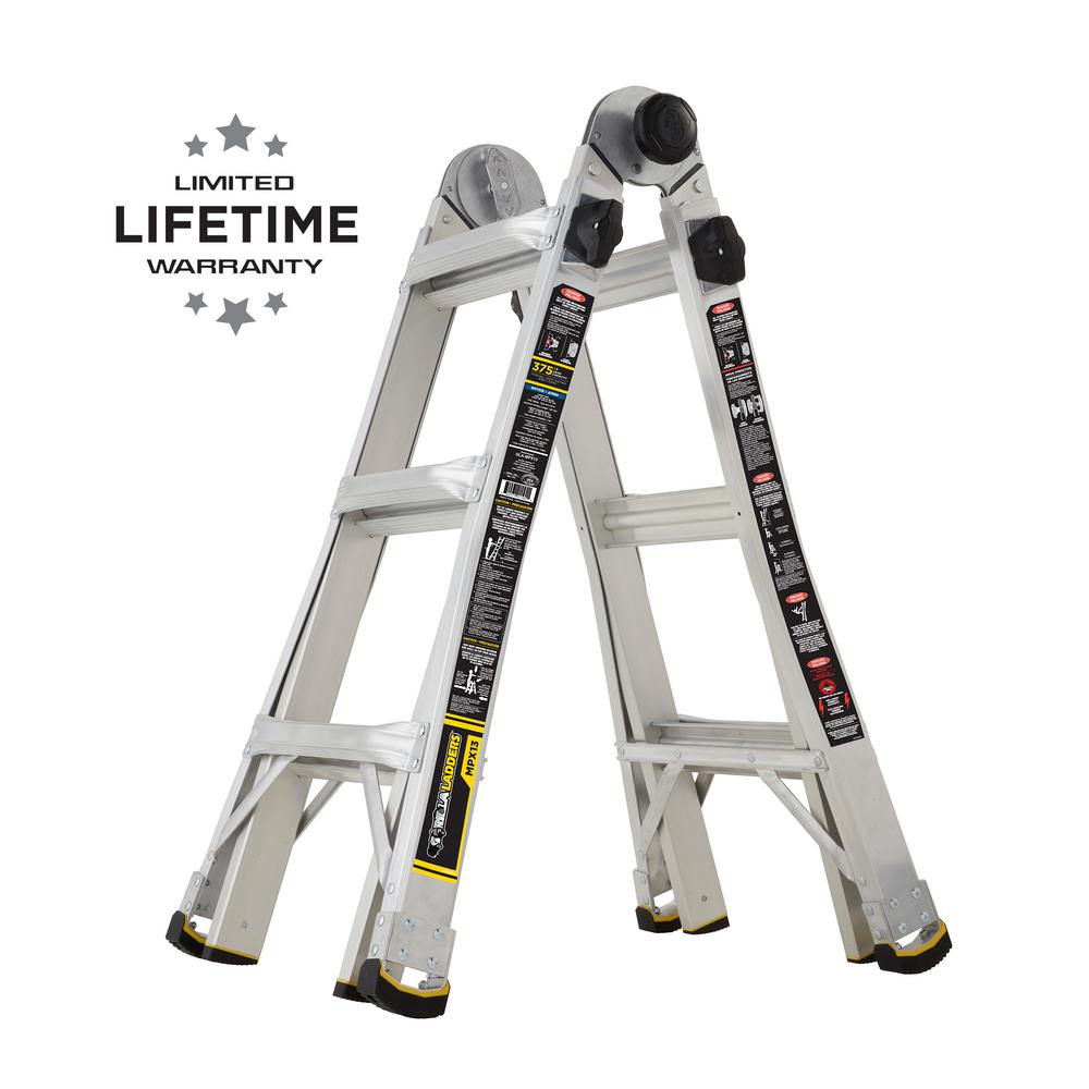 Gorilla Ladders 14 Ft Reach Mpx Aluminum Multi Position Ladder With Gorilla Ladders 14 Ft Reach Mpx Aluminum Multi Position Ladder With 375 Lb