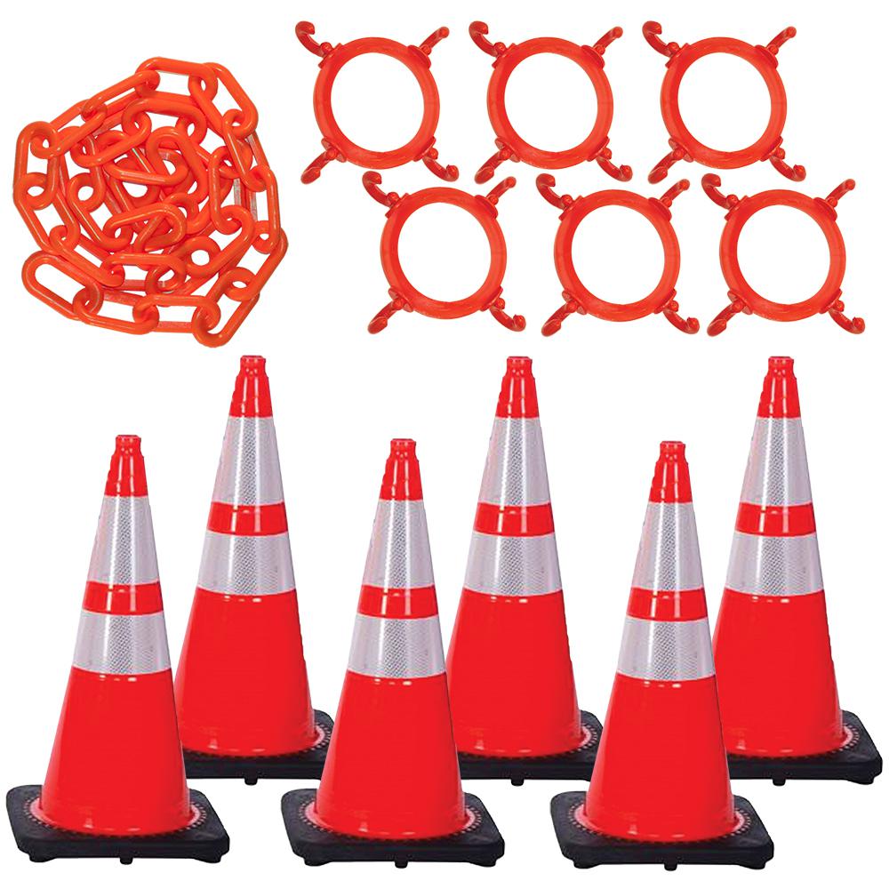 BOEN 28 in. H Orange PVC Reflective Traffic Safety Cones with Black