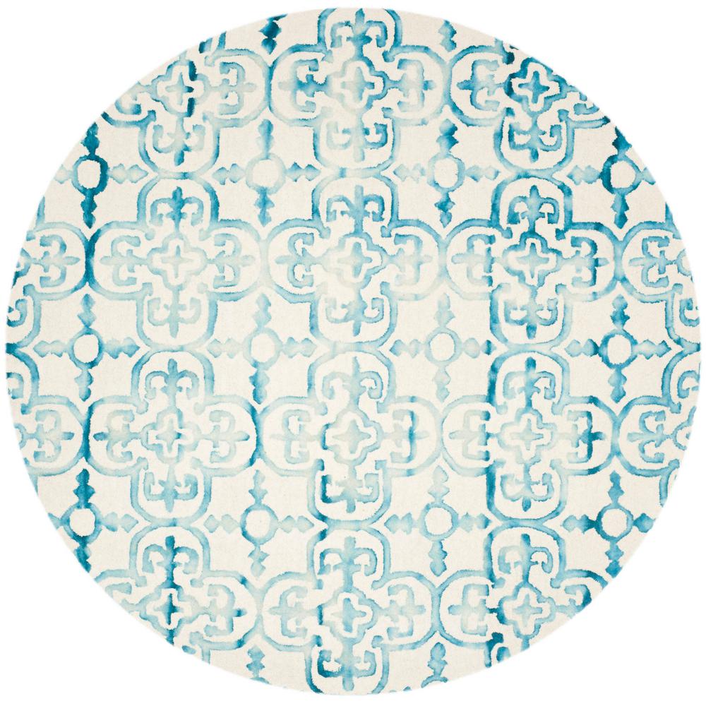 Safavieh Dip Dye Turquoise Ivory 5 Ft X Round Area Rug Dip Dye Ivory Turquoise 7 Ft X Round Area Rug