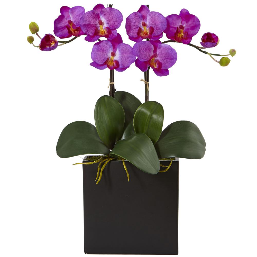 Nearly Natural 22 In Purple Dendrobium Silk Orchid Flower Arrangement 1135 Pp The Home Depot 4600