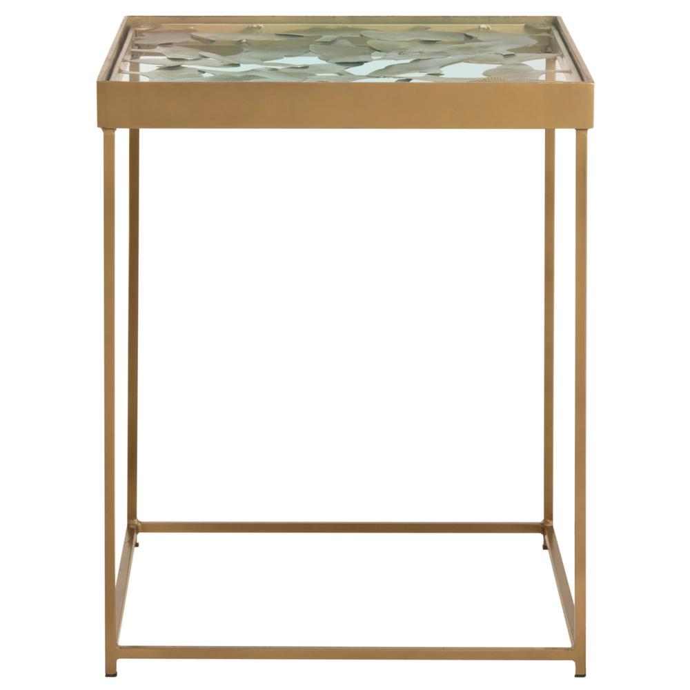 Safavieh Lilian Antique Brass Glass Side Table Fox3218a The Home Depot