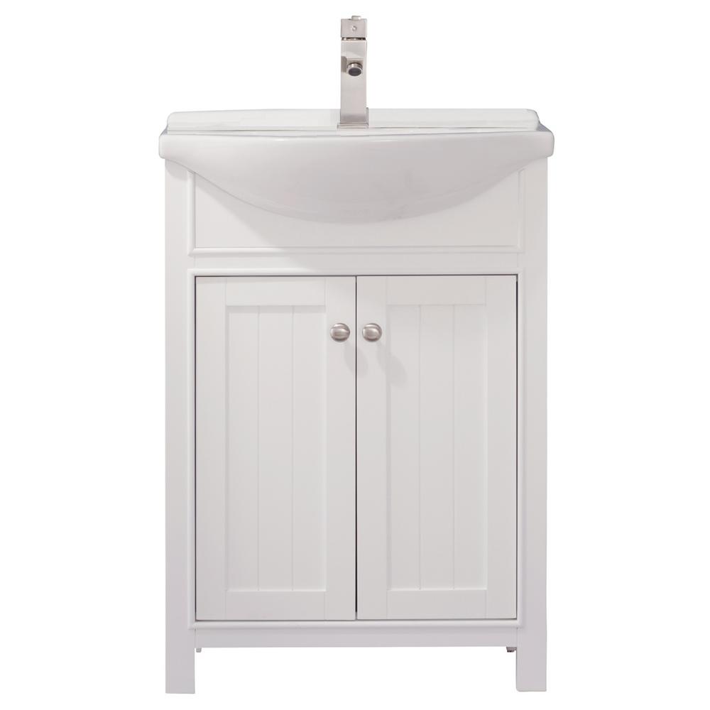 Design Element Marian 24 in. W x 17 in. D Bath Vanity in White with Porcelain Vanity Top in 