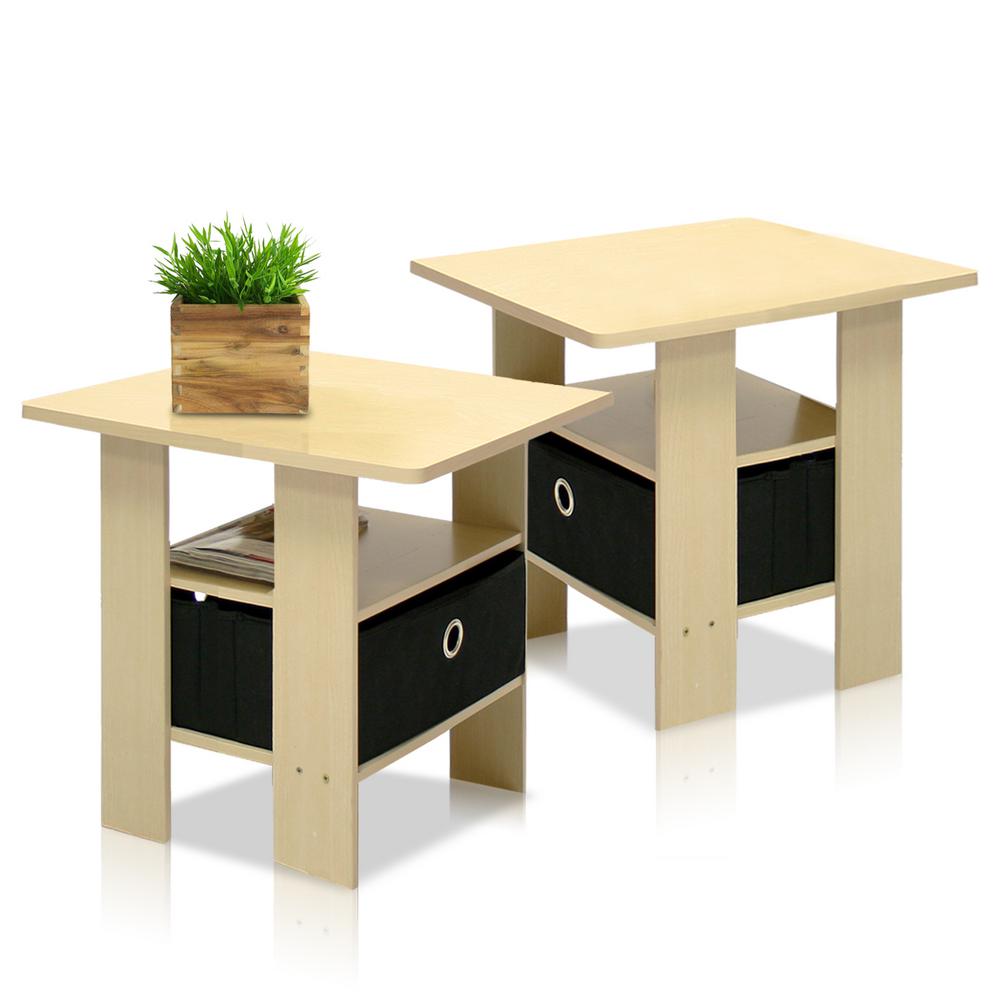 Furinno Steam Beech And Black Storage End Table 11157sbe Bk The
