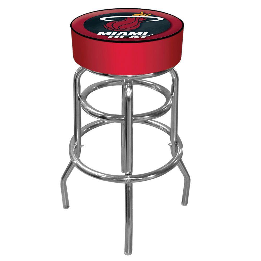 Trademark Miami Heat Nba 31 In Chrome Padded Swivel Bar Stool Miami Heat Nba 31 In Chrome Padded Swivel Bar Stool