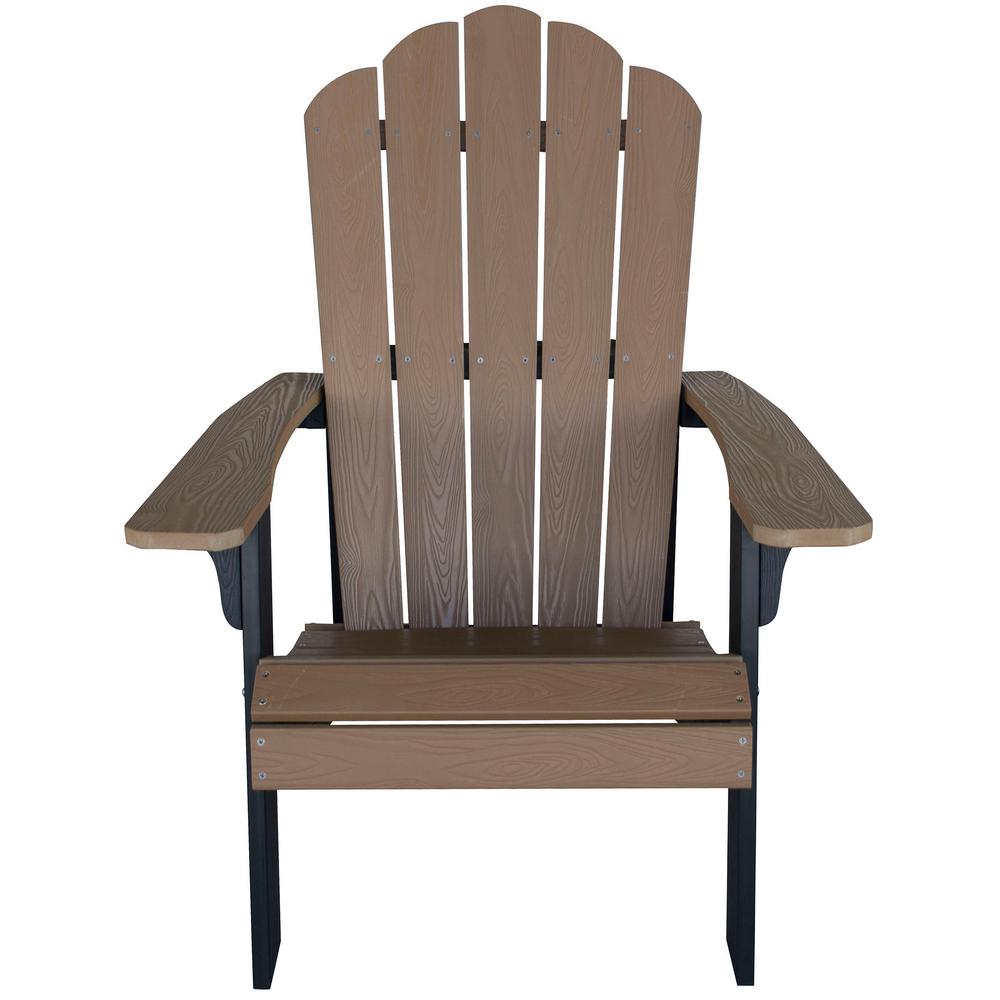 Amerihome Tan With Black Accents Outdoor 2 Tone Wood Construction Durable Faux Adirondack Chair