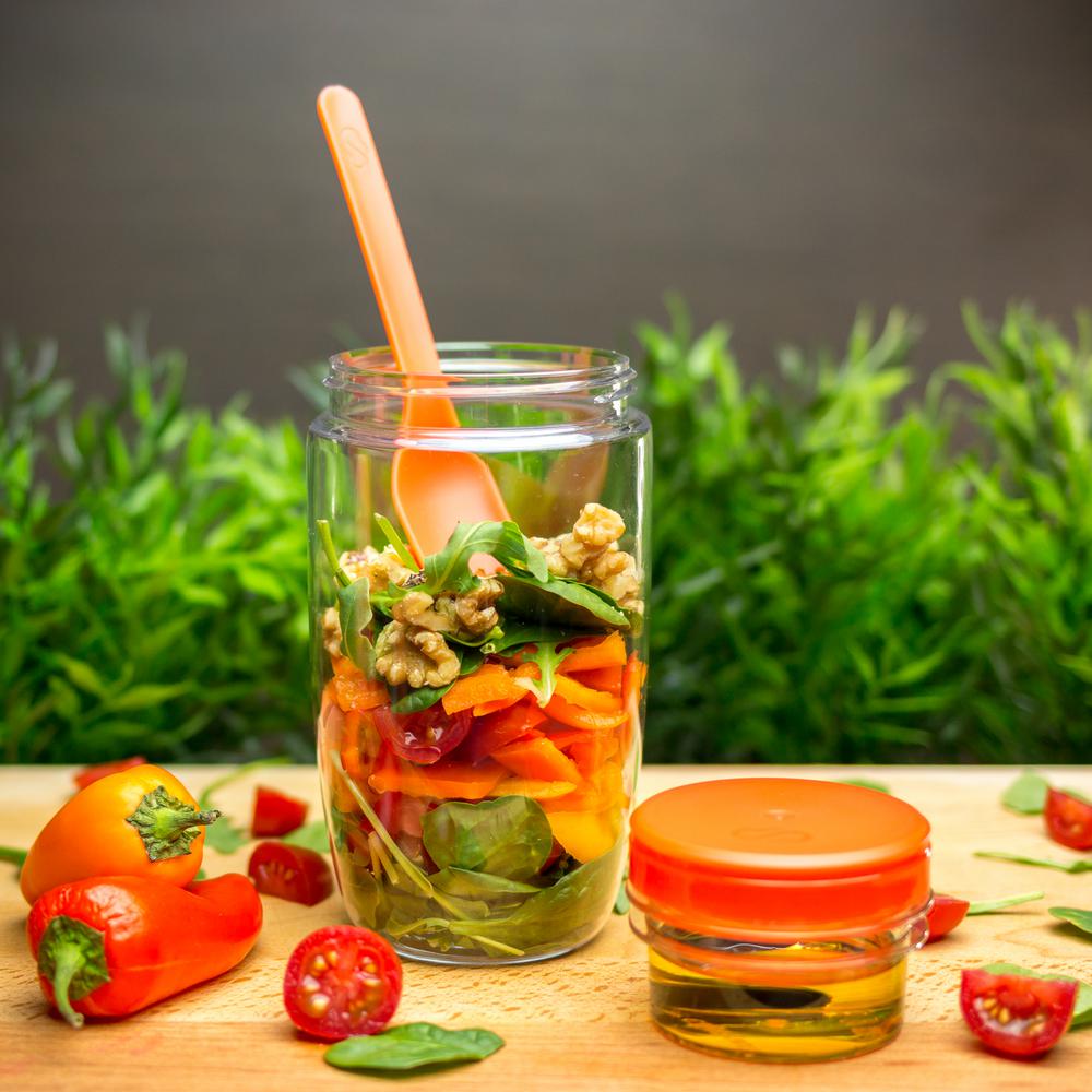 22.8 oz. Inbox Salad Shaker with Dressing Container and Fork