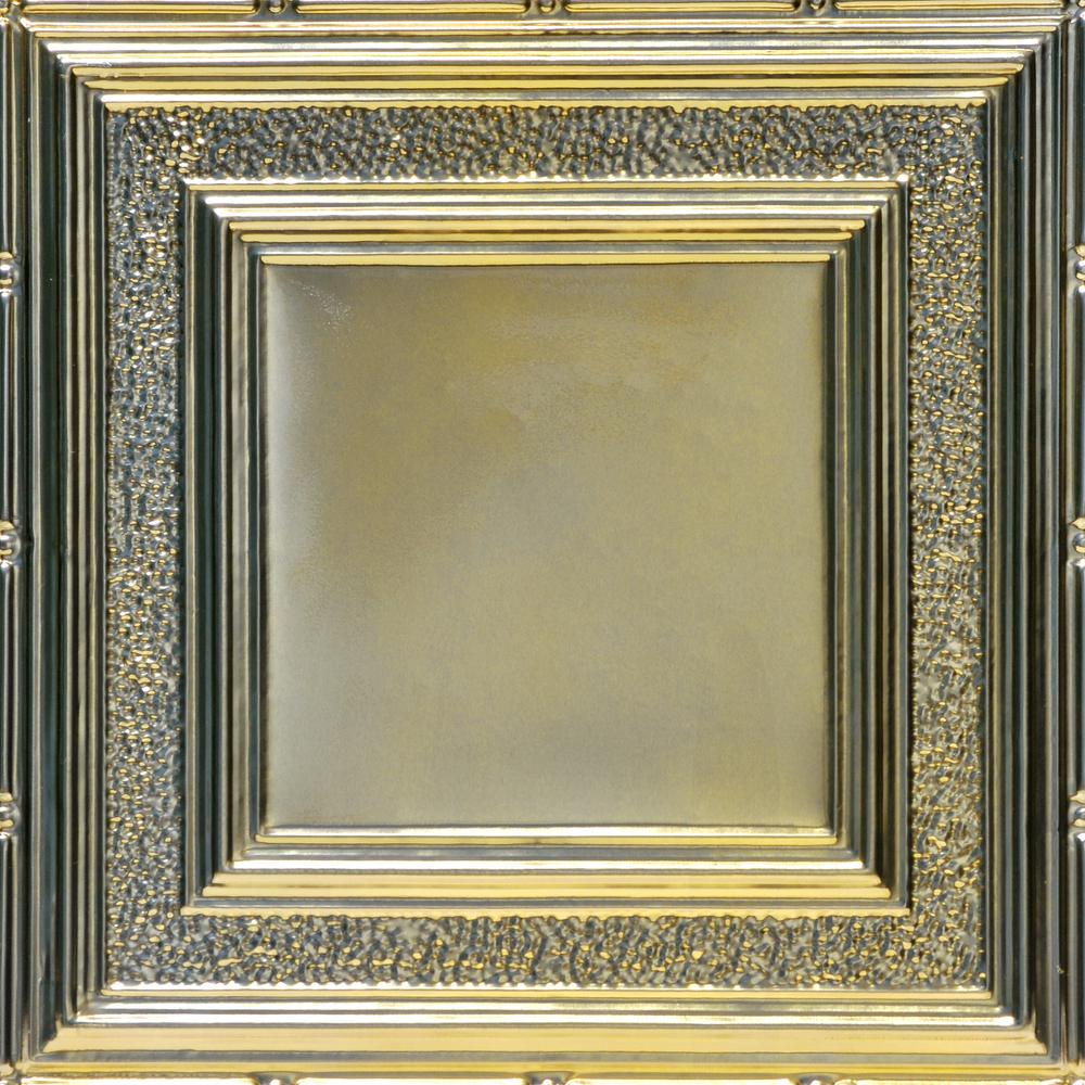 From Plain To Beautiful In Hours Tiny Tiptoe 2 Ft X 2 Ft Lay In Tin Ceiling Tiles In Gold Nugget 48 Sq Ft Box Skpc209 Gn 24x24 D 12 The Home Depot
