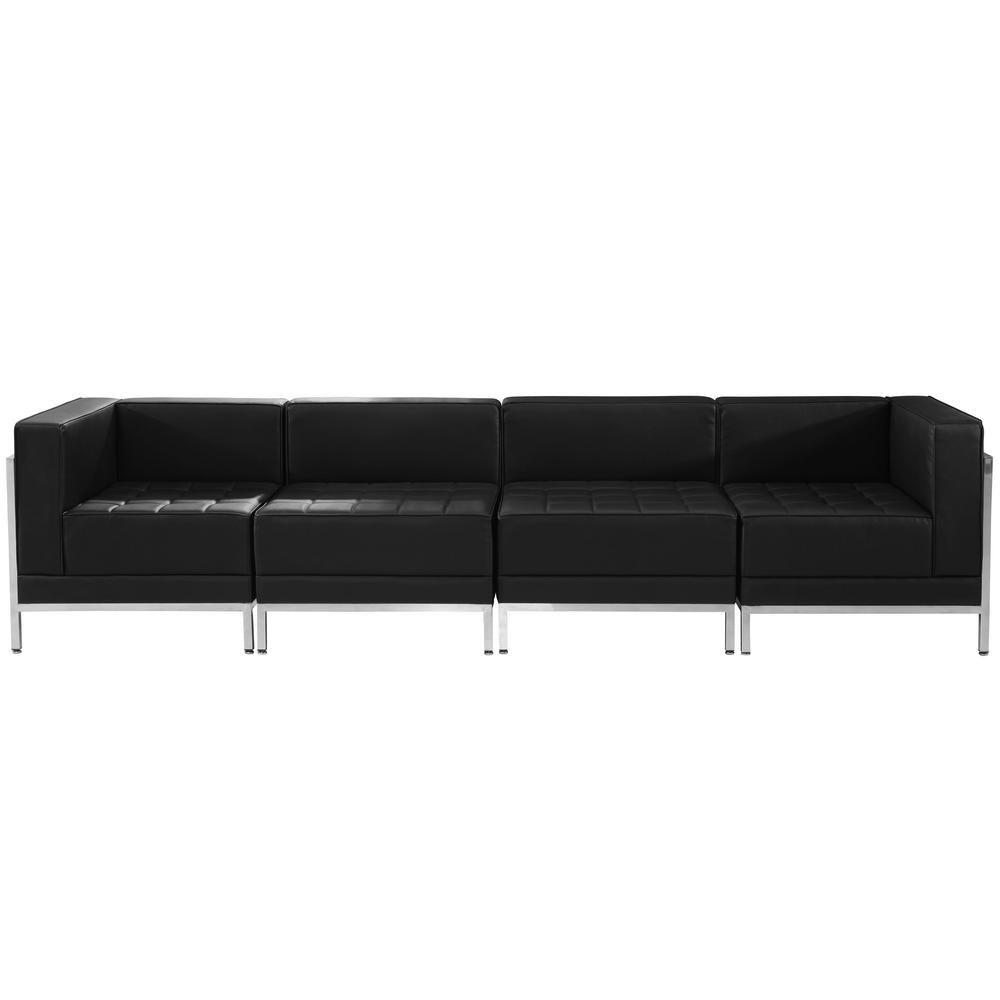 Flash Furniture Hercules Imagination Series 4 Piece Black Leather Flash Furniture Hercules Imagination Series 4 Piece Black Leather Lounge Set