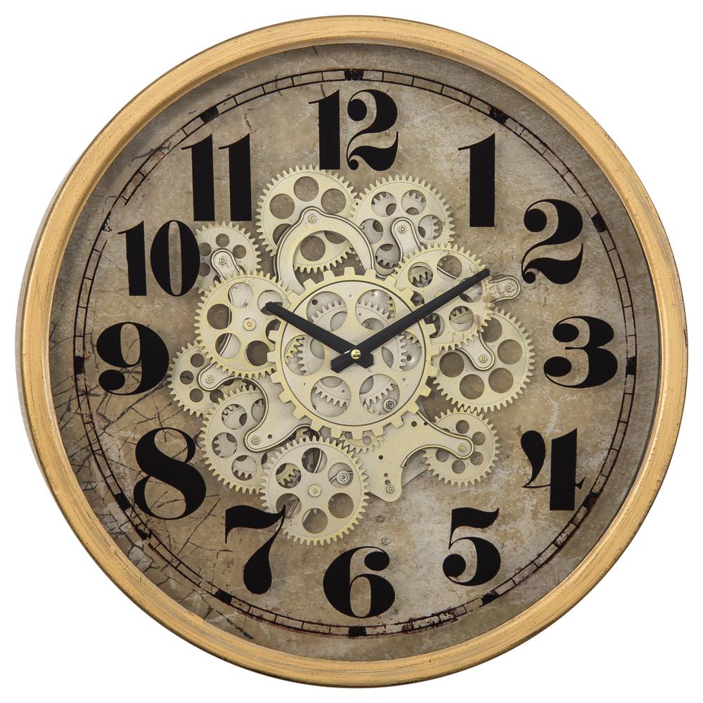 Yosemite Home Decor Gold Round Gear Clock 5130011 The Yosemite Home Decor Gold Round Gear Clock 5130011 The