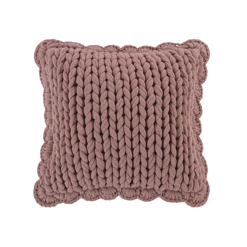 Donna Sharp Chunky Knitted Mauve Polyester 14 In X 14 In Decorative Throw Pillow The Home Depot