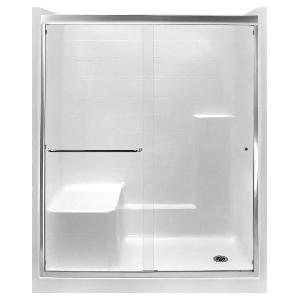 Ella Duo 55 in. x 70 in. Framed Sliding Shower Door in Chrome with 6 mm ...