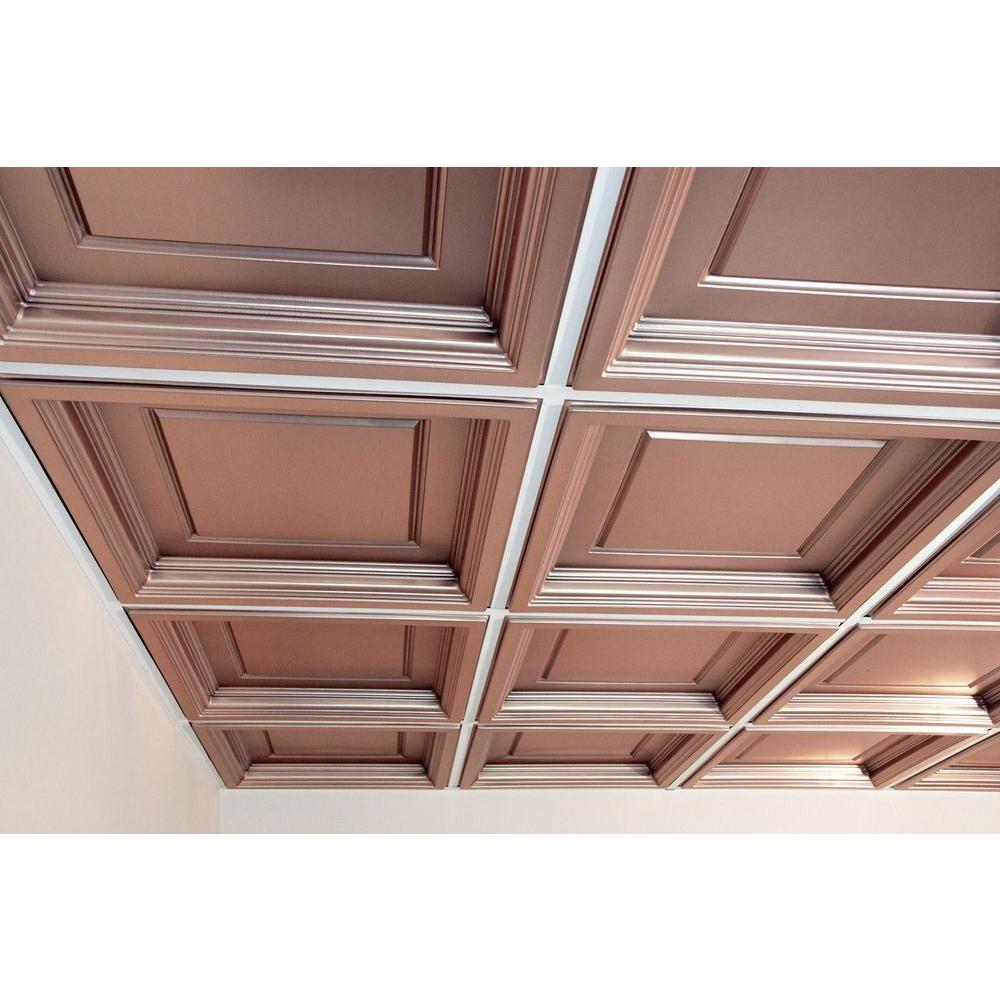 Ceilume Madison Faux Copper 2 Ft X 2 Ft Lay In Coffered Ceiling Panel Case Of 6