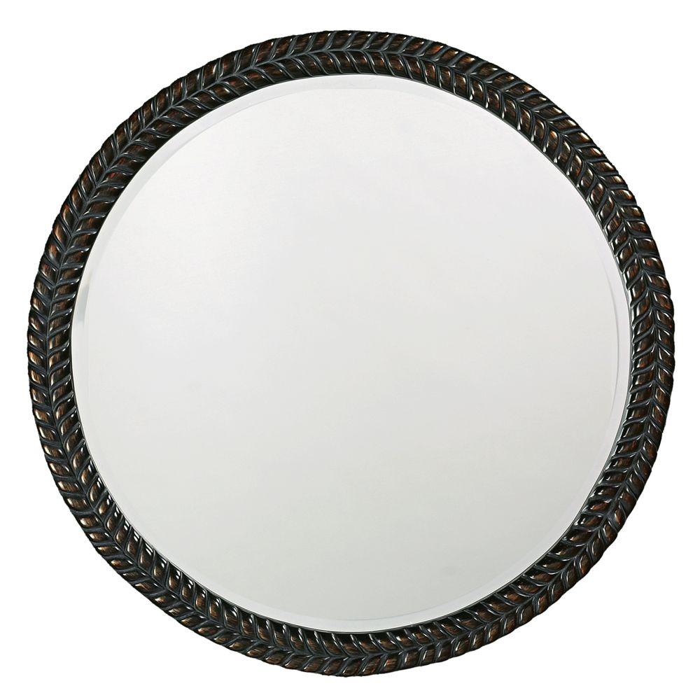 The Howard Elliott Collection Black Round Mirrors Wall Decor Round Framed Mirror In Antique Black With Bronze