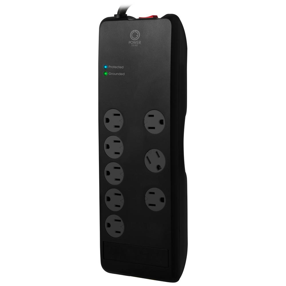 Power Gear Advanced 8-Outlet Surge Protector, Black-12996 - The Home Depot