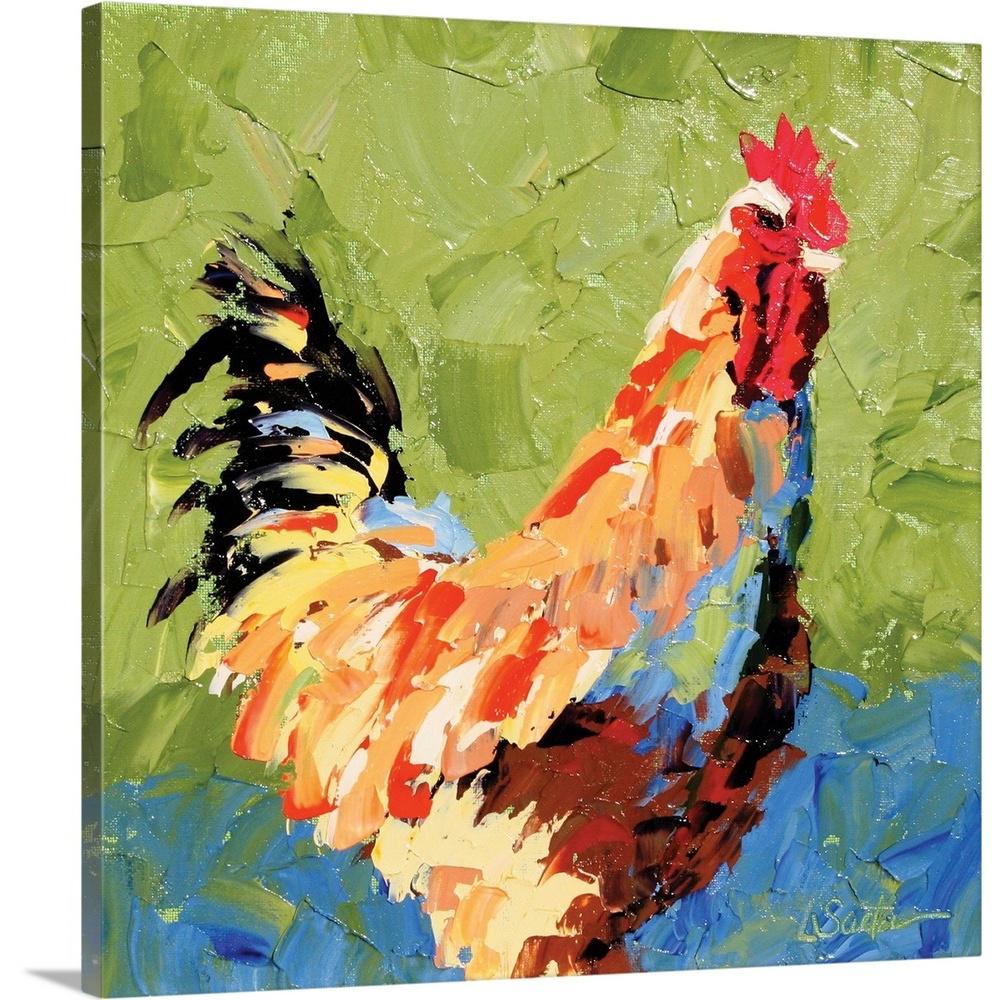 Greatbigcanvas Rooster Ii By Leslie Saeta Canvas Wall Art 2200449 24 24x24 The Home Depot