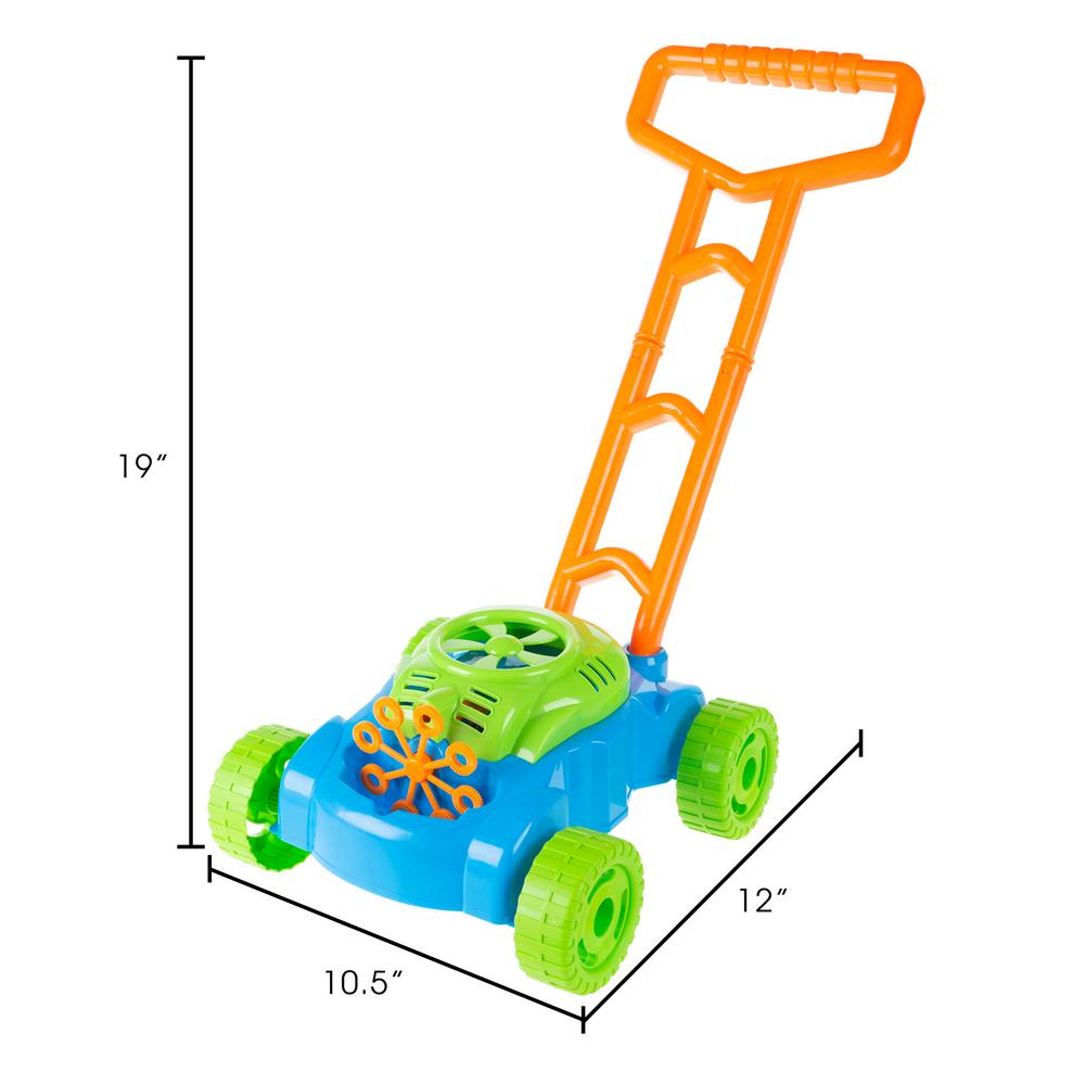 childs lawn mower with bubbles