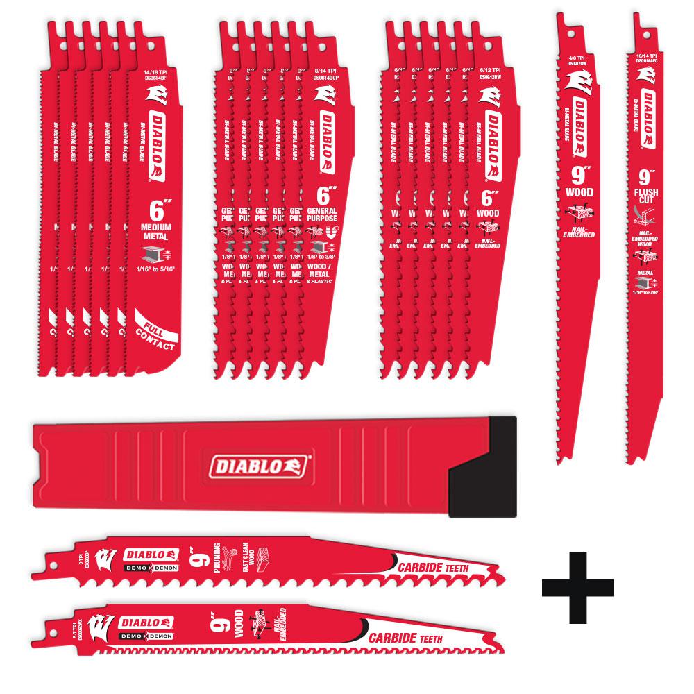 DIABLO 20-Piece Bi-Metal Recip Set With 2 Free Carbide Blades (22-Piece ...