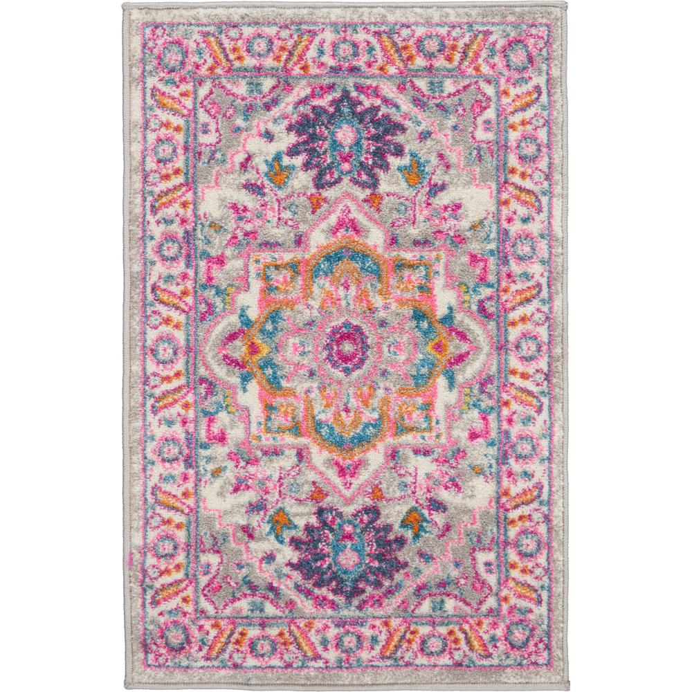 Nourison Passion Grey And Pink 2 Ft X 3 Persian Area Rug