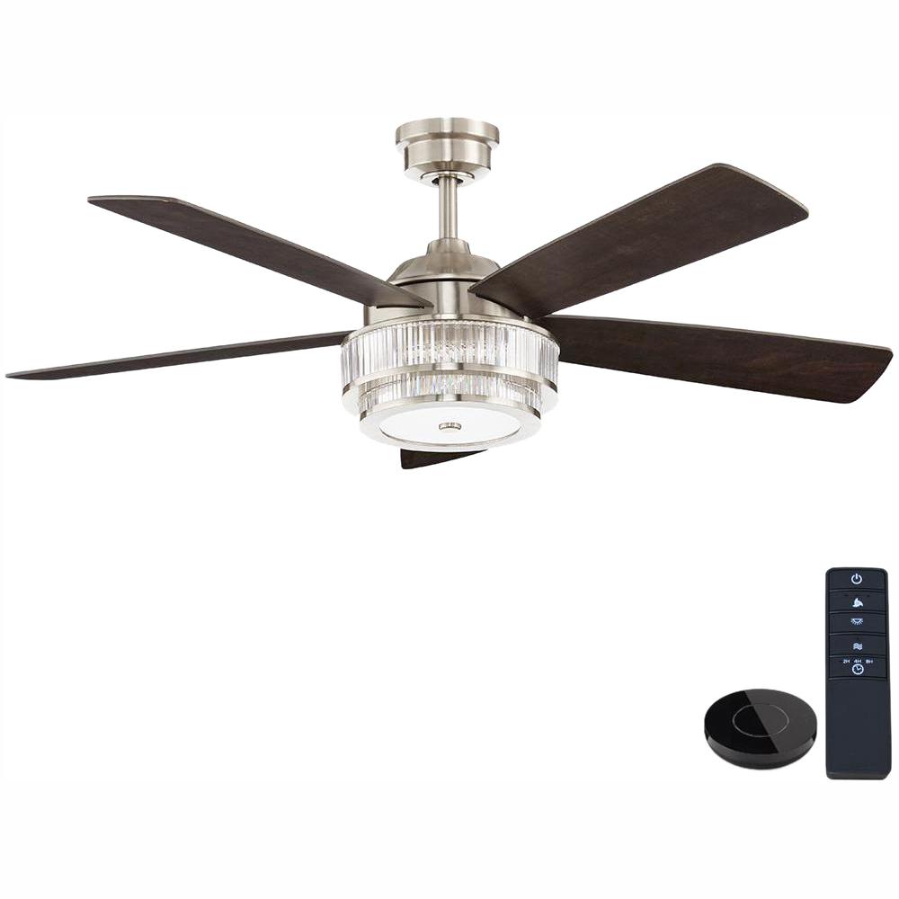 Home Decorators Collection Caldwell 52 In Led Brushed Nickel Ceiling Fan Works With Google Assistant And Alexa