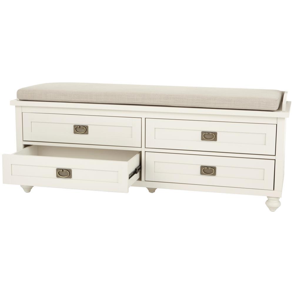 Home Decorators Collection Vernon Polar White 4 Drawer Storage Bench 9608910400 The Home Depot