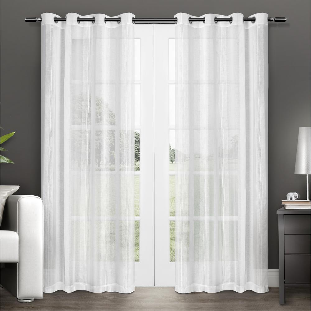 Apollo 50 In W X 84 L Sheer Grommet Top Curtain Panel Winter White 2 Panels Eh8045 01 84g The Home Depot Sheer Grommet Top Curtain Panel