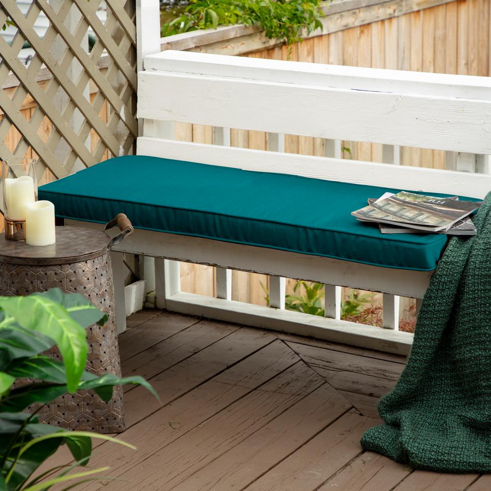 Home Decorators Collection 48 X 18 Sunbrella Spectrum Peacock Outdoor Bench Cushion Ah28962b D9d1 The Home Depot