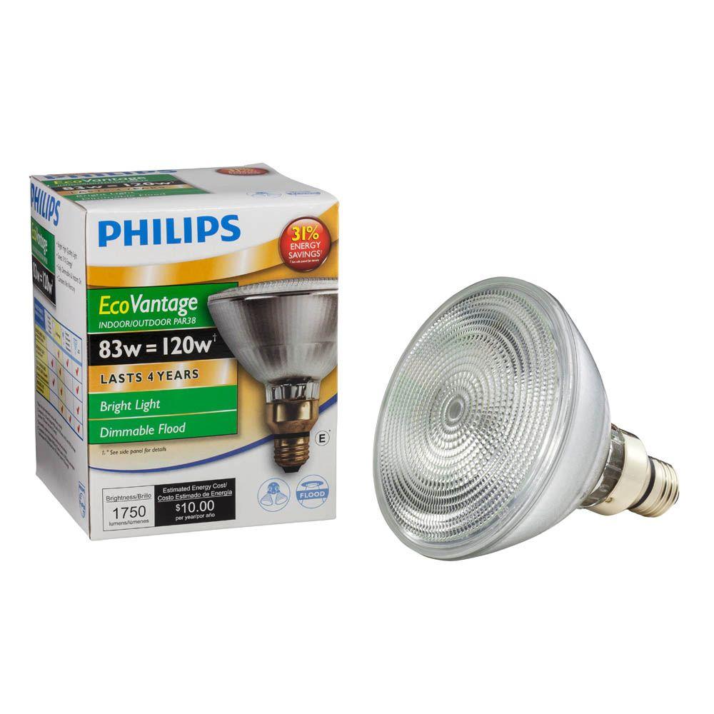 Par38 Clear Philips Light Bulbs Lighting The Home Depot 83 Watt Equivalent Halogen Par38 Dimmable Indoor Outdoor Long Life Floodlight Bulb