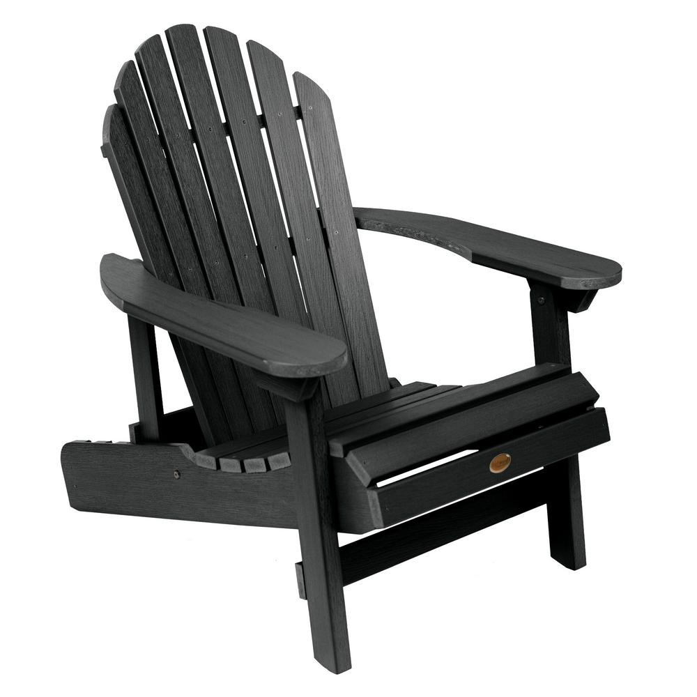 Highwood Hamilton Black Plastic Reclining Adirondack Chair