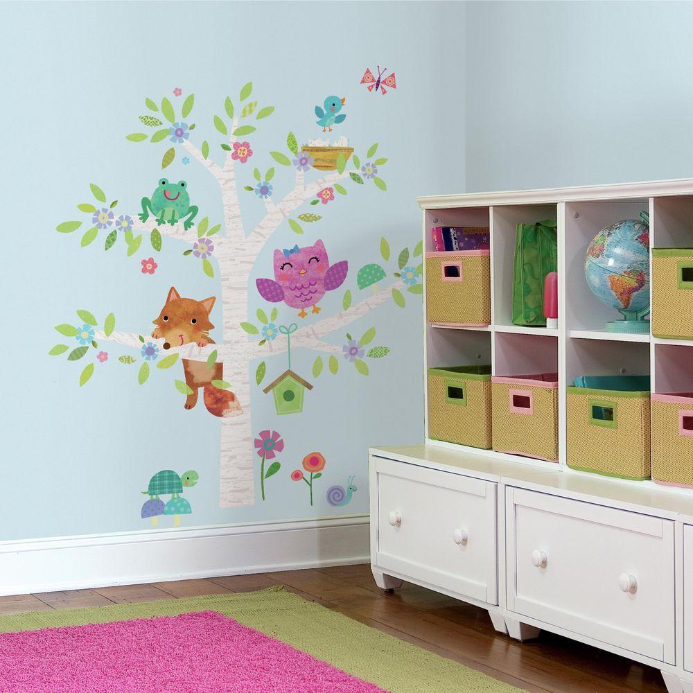 Roommates 5 In X 19 Woodland Baby Birch Tree L And Stick Woodland Baby Birch Tree L And Stick Giant