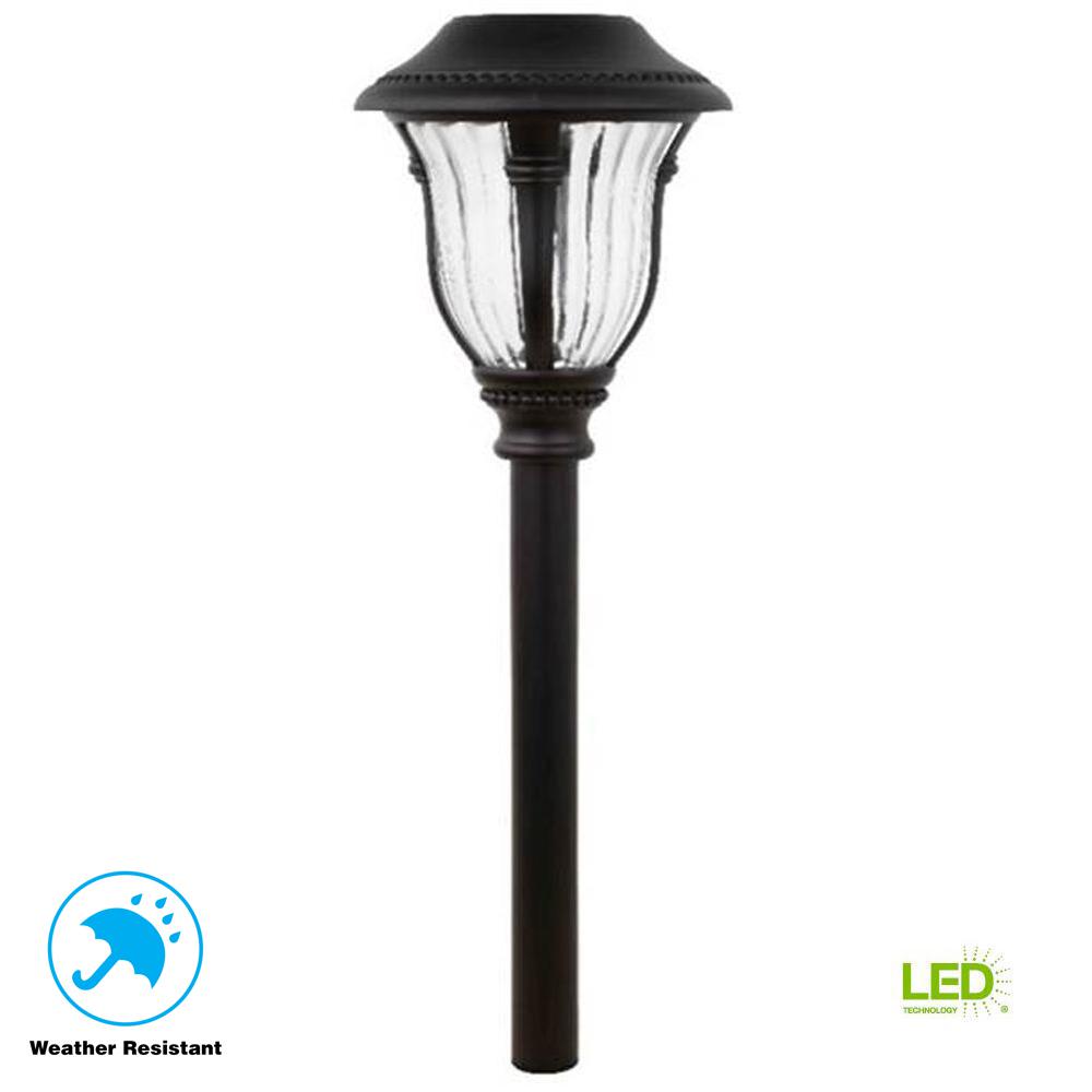 Hampton Bay Bronze Solar Outdoor Integrated Led Landscape Path Light Open Stock Solar Bronze Outdoor Integrated Led Landscape Path Light With
